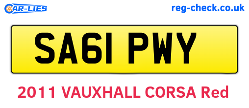 SA61PWY are the vehicle registration plates.