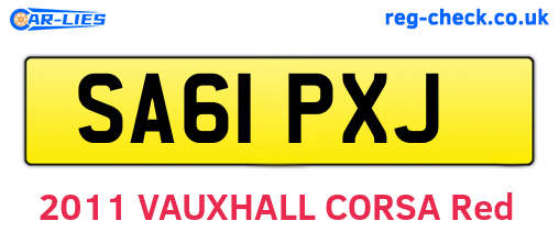 SA61PXJ are the vehicle registration plates.