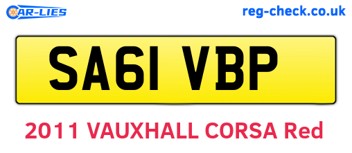 SA61VBP are the vehicle registration plates.