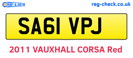 SA61VPJ are the vehicle registration plates.