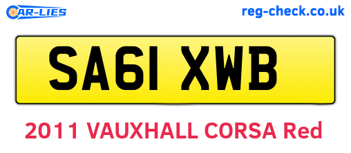 SA61XWB are the vehicle registration plates.