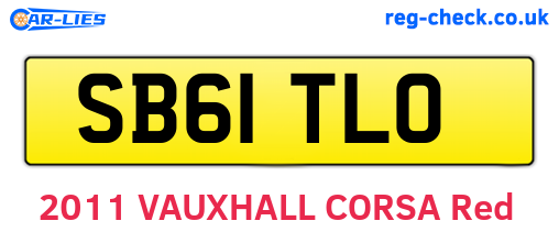 SB61TLO are the vehicle registration plates.