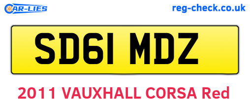 SD61MDZ are the vehicle registration plates.