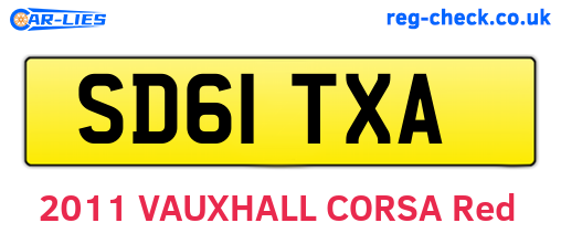 SD61TXA are the vehicle registration plates.