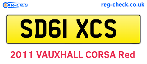 SD61XCS are the vehicle registration plates.