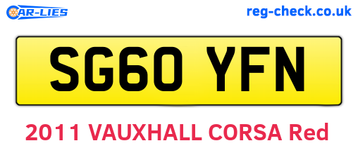 SG60YFN are the vehicle registration plates.