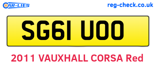 SG61UOO are the vehicle registration plates.