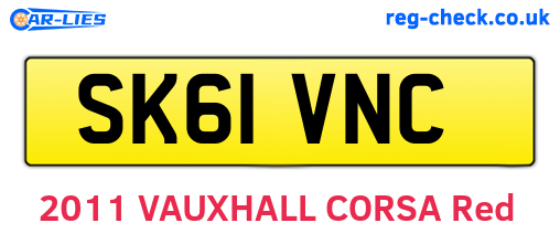 SK61VNC are the vehicle registration plates.