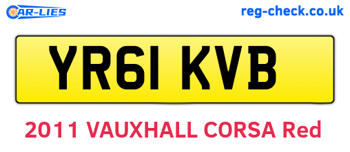 YR61KVB are the vehicle registration plates.