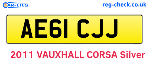 AE61CJJ are the vehicle registration plates.