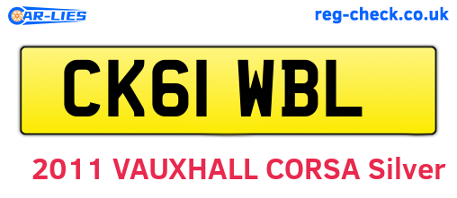 CK61WBL are the vehicle registration plates.