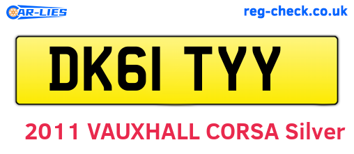 DK61TYY are the vehicle registration plates.