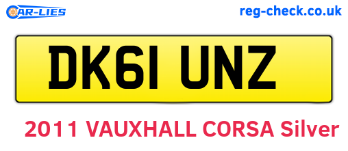 DK61UNZ are the vehicle registration plates.