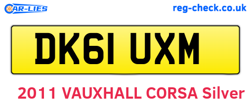 DK61UXM are the vehicle registration plates.