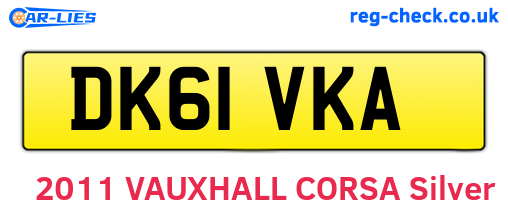 DK61VKA are the vehicle registration plates.