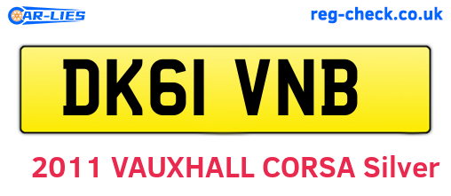 DK61VNB are the vehicle registration plates.