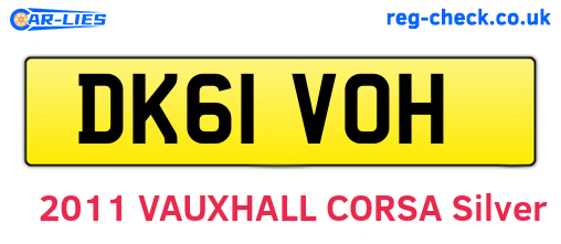 DK61VOH are the vehicle registration plates.