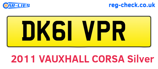 DK61VPR are the vehicle registration plates.