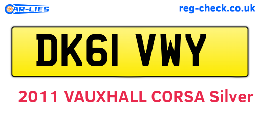 DK61VWY are the vehicle registration plates.