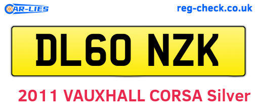 DL60NZK are the vehicle registration plates.