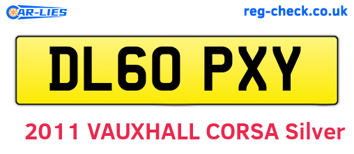 DL60PXY are the vehicle registration plates.