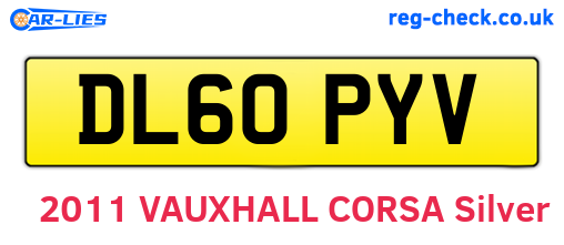 DL60PYV are the vehicle registration plates.