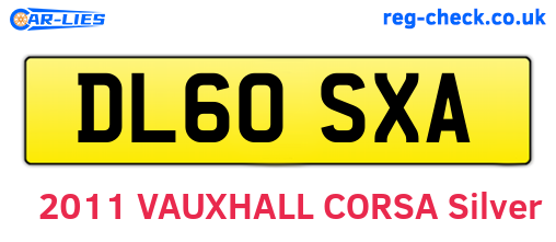 DL60SXA are the vehicle registration plates.