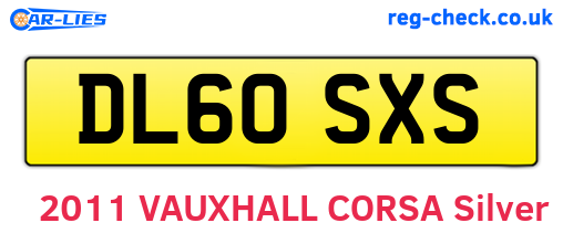 DL60SXS are the vehicle registration plates.