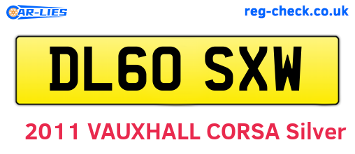 DL60SXW are the vehicle registration plates.