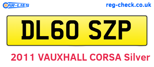 DL60SZP are the vehicle registration plates.