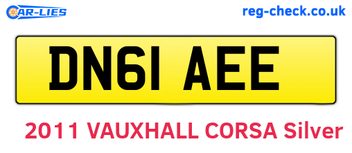 DN61AEE are the vehicle registration plates.