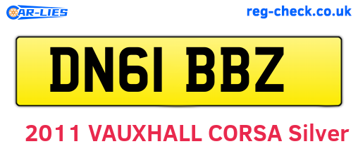 DN61BBZ are the vehicle registration plates.