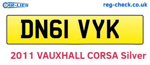 DN61VYK are the vehicle registration plates.