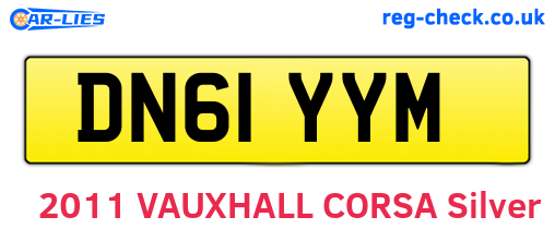 DN61YYM are the vehicle registration plates.