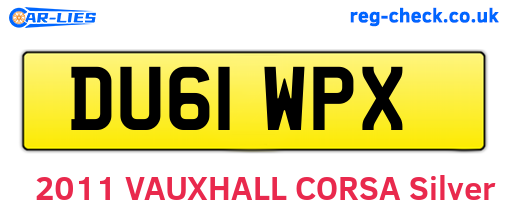 DU61WPX are the vehicle registration plates.