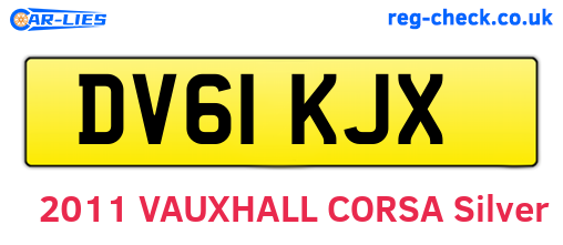 DV61KJX are the vehicle registration plates.