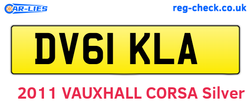 DV61KLA are the vehicle registration plates.