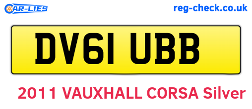DV61UBB are the vehicle registration plates.