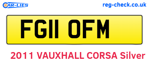 FG11OFM are the vehicle registration plates.