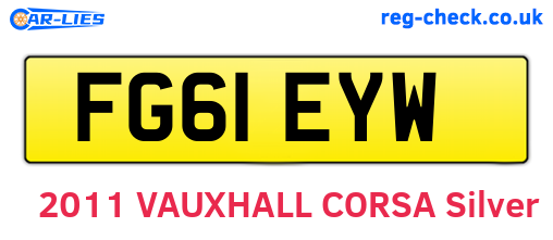 FG61EYW are the vehicle registration plates.