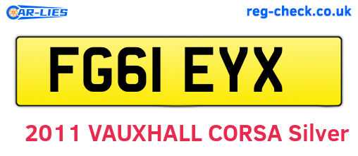 FG61EYX are the vehicle registration plates.