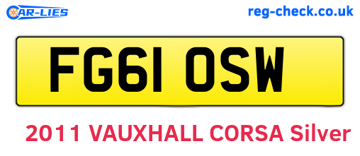 FG61OSW are the vehicle registration plates.
