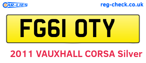 FG61OTY are the vehicle registration plates.