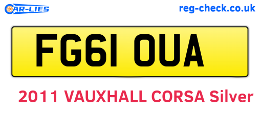 FG61OUA are the vehicle registration plates.
