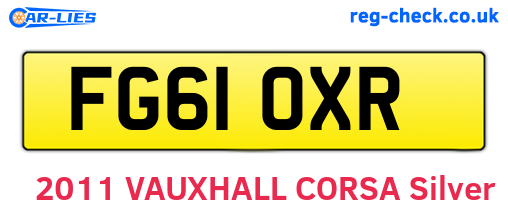 FG61OXR are the vehicle registration plates.