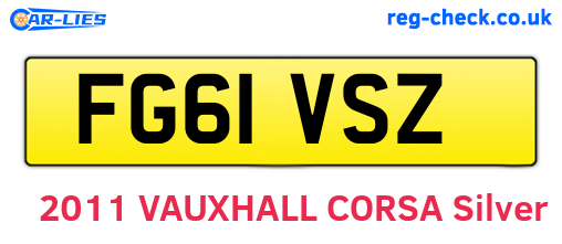 FG61VSZ are the vehicle registration plates.