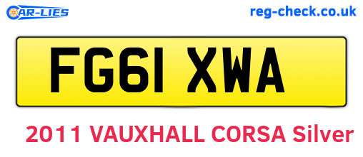 FG61XWA are the vehicle registration plates.