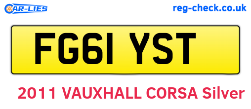FG61YST are the vehicle registration plates.