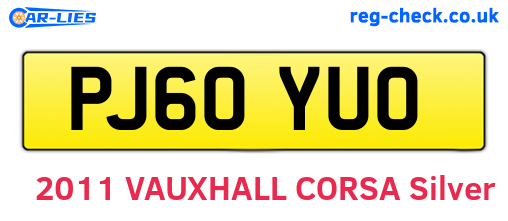 PJ60YUO are the vehicle registration plates.