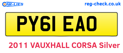 PY61EAO are the vehicle registration plates.